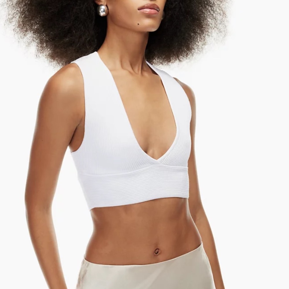 Babaton Sculpt Knit Deep V Tank White